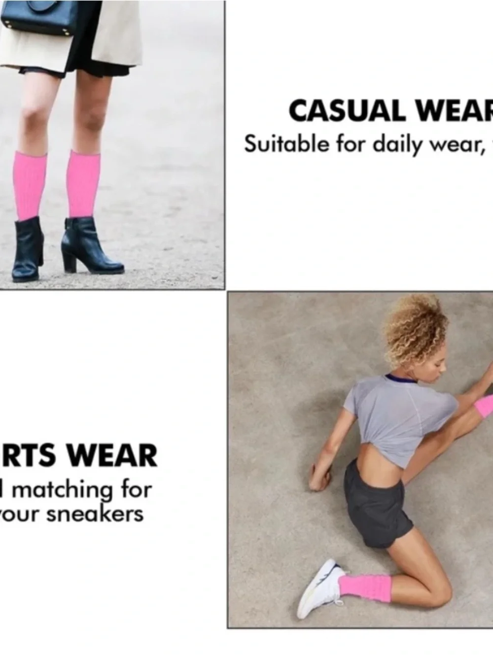2 pairs Pink Cozy Slouch Socks for Women